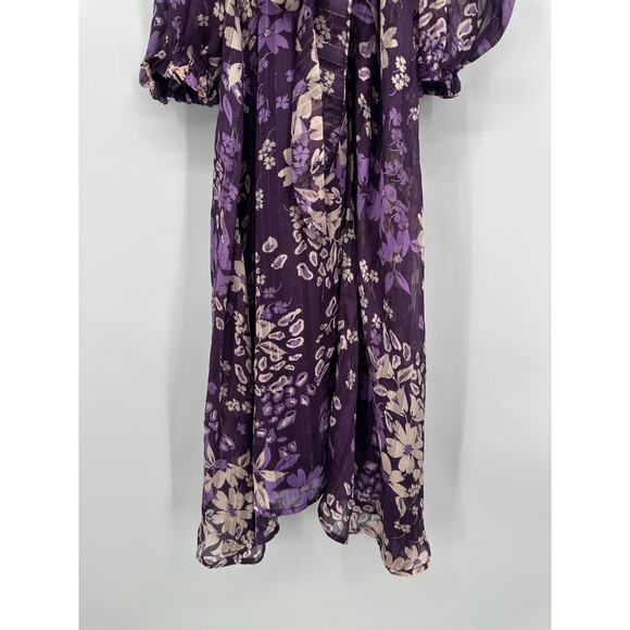 Lulu’s Storybook Sweetheart Cold Shoulder Midi Dress Floral Halter Ruffle Belted - Picture 8 of 13